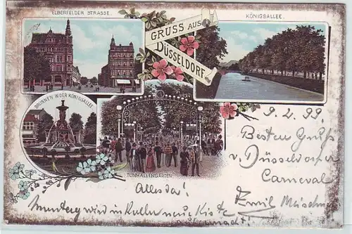 45131 Ak Lithographie Salutation de Düsseldorf 1899