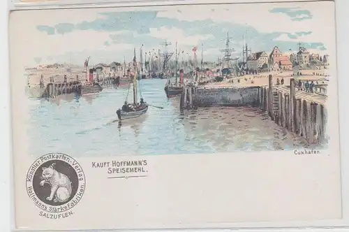 45126 Hoffmanns Speisemehl Reklame Ak Cuxhafen Hafenansicht um 1900