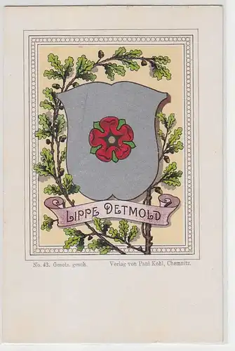 45100 Wappen Ak Lithographie Fürstentum Lippe Detmold um 1900