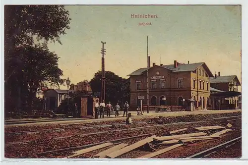 45040 Feldpost Ak Hainichen Bahnhof 1916