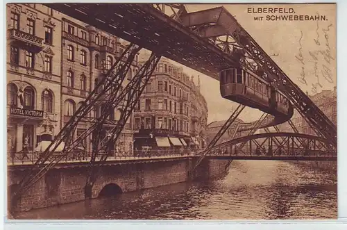 44981 Ak Elberfeld avec train en suspension Hotel Victoria 1911