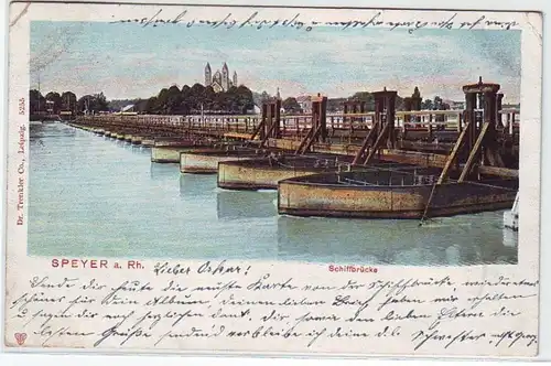 44975 Ak Speyer am Rhein Schiffbrücke 1902