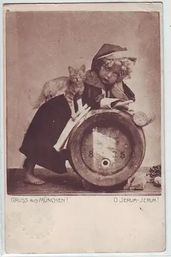 44927 Humor Ak Gruß aus München! Münchner Kindl 1912