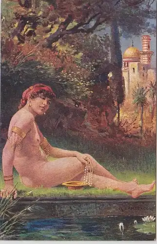 44896 Erotik Ak nackte orientalische Dame um 1910