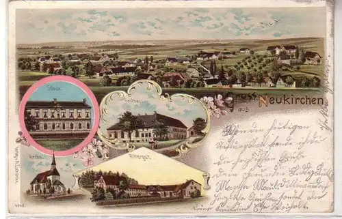 44864 Ak Lithographie Gruß aus Neukirchen 1902