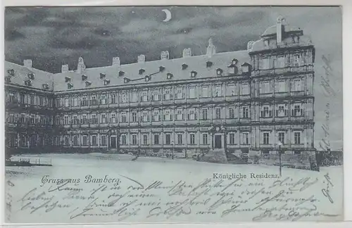 44815 Mondscheinkarte Gruß aus Bamberg Residenz 1898