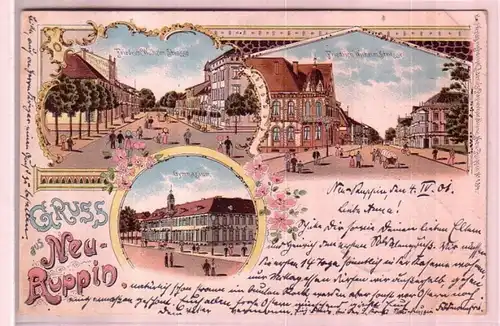 44769 Ak Lithographie Gruss aus Neuruppin 1901