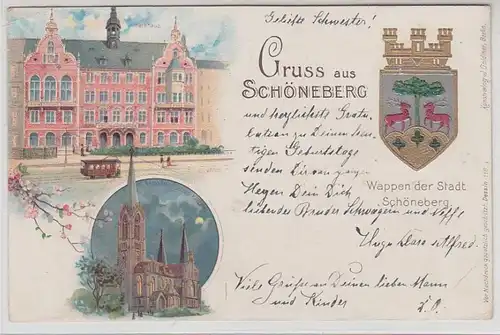 44758 Ak Lithographie Gruss aus Schöneberg 1899