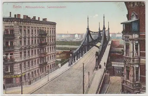 44735 Ak Berlin Millionbrücke Swinemünderstraße 1909