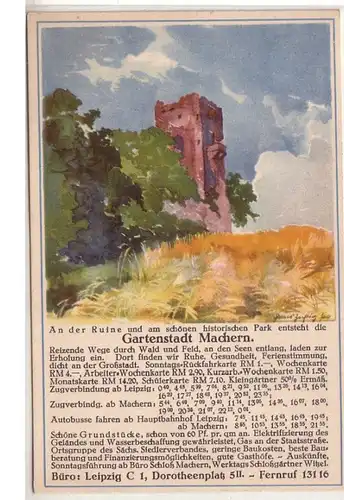 44724 Ak Gartenstadt Machern an der Ruine um 1930