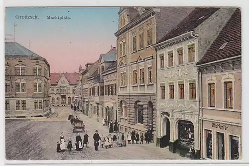 44661 Ak Groitzsch Marktplatz mit Geschäften 1910