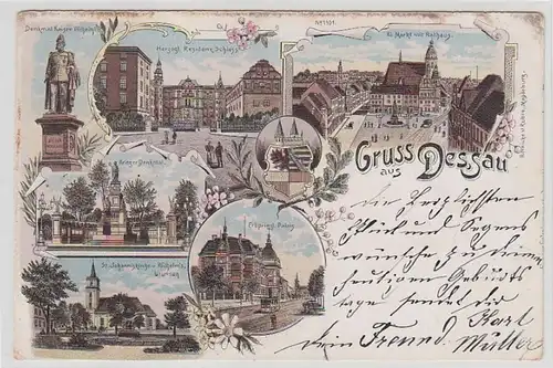 44656 Ak Lithographie Gruss aus Dessau 1898