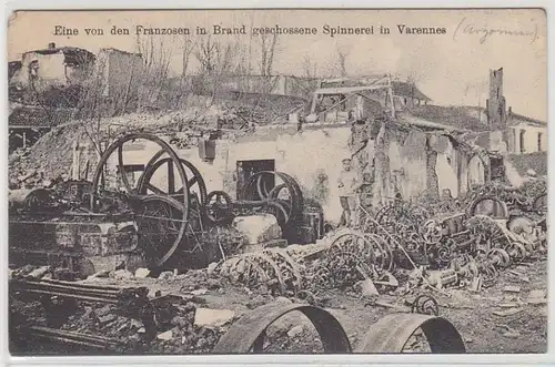 44598 Ak Varenne filature destruction guerre mondiale 1916