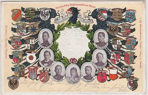 44562 Armoiries Blattes Bleu Ak maison allemande Hohenzollern 1902