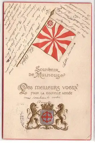 44539 Präge Ak Souvenir de Mulhouse Elsass 1905