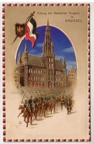 44534 Ak Embarquement des troupes allemandes à Bruxelles 1916