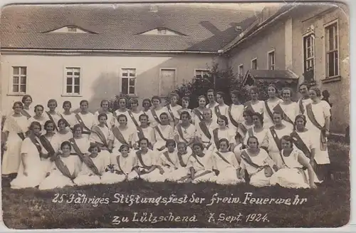 44447 Foto Ak Lützschena freiw. Feuerwehr 1924