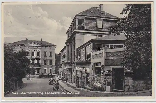 44403Ak Bad Charlottenbrunn Conditorei avec Kurhaus 1935