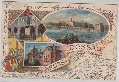 44376 Ak Lithographie Gruss aus Dessau 1902