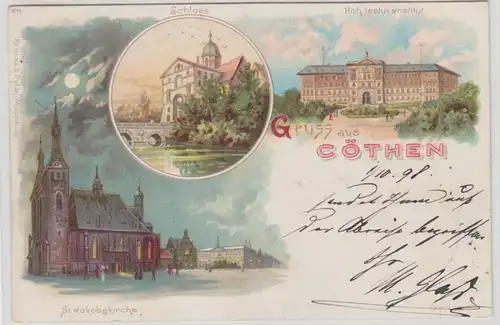 44371 Ak Lithographie Gruss aus Cöthen 1898