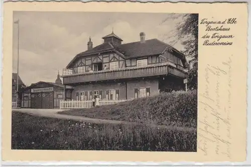 44347 Ak Torgau Bootshaus des Rudervereins 1941