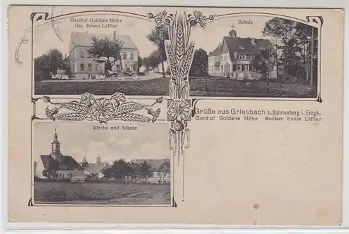 44340 Ak Grüße aus Griesbach bei Schneeberg 1927