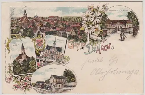 44326 Ak Lithographie Gruß aus Dahlen in Sa. 1900