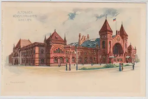 44297 Ak Altonaer Cartes d'artiste Gare centrale vers 1910