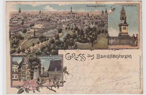 44291 Ak Lithographie Salutation de Braunschweig 1900