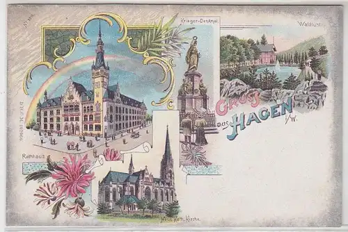 44286 Ak Lithographie Gruss de Hagen i.W. vers 1900