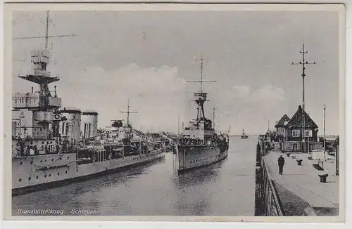44243 Ak Brunsbüttelkoog Schleuse Kriegsschiffe 1940