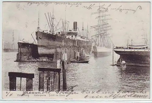 44232 Ak Hamburg Lot de port bateau dans le quai 1906