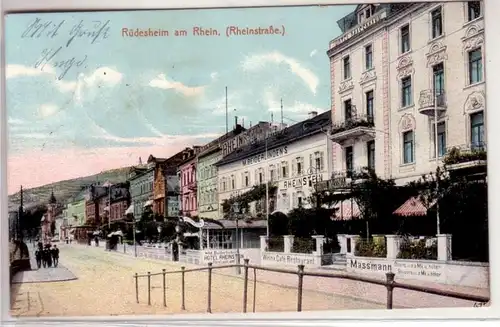 44228 Ak Rüdesheim am Rheinstrasse 1913