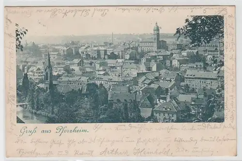 44170 Ak Gruß aus Pforzheim Totalansicht 1901