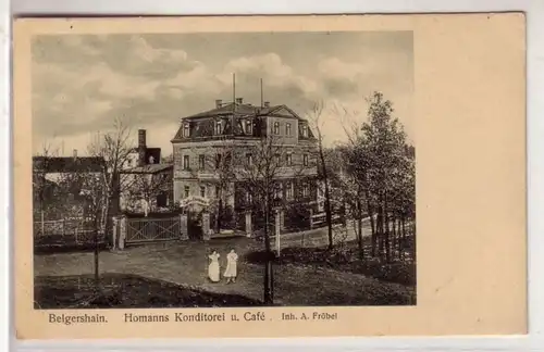 44122 Ak Belgershain Homanns Konditorei & Café um 1930