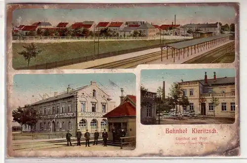 44062 Ak Bahnhof Kieritzsch Gasthof zur Post 1912