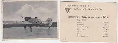 44041 Publicité Carte Junkers Aéroports Juunckers 53 K