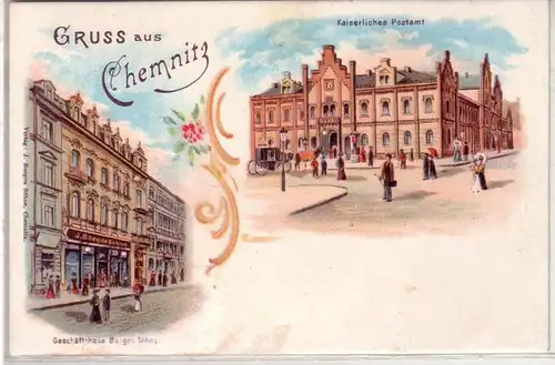 44037 Ak Lithographie Gruss aus Chemnitz Post usw. 1900