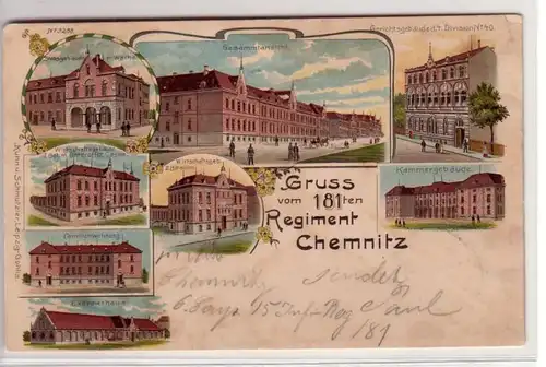 44028 Ak Lithographie Gruss aus Chemnitz Kasernen 1901