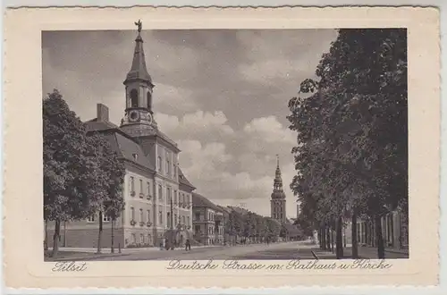 43975 Ak Tilsit Deutsche Straße mit Rathaus um 1915