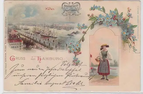 43940 Fahrrad Reklame Ak Lithographie Gruss aus Hamburg 1904