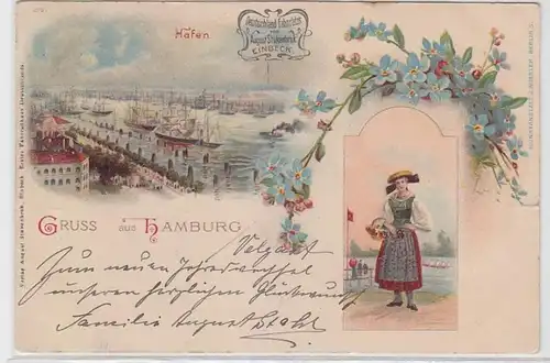 4394Charge de vélo Ak Lithographie Gruss de Hambourg 1904