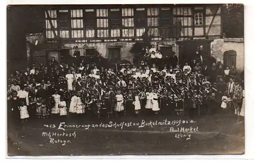 43910 Ak Erinnerung an das Schulfest Bockelwitz 1909