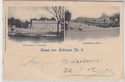 43900 Salut d'écluses Ak à double image n°8 en Lorraine 1901