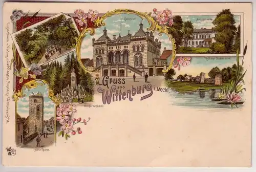 43890 Ak Lithographie Gruss aus Wittenburg um 1900