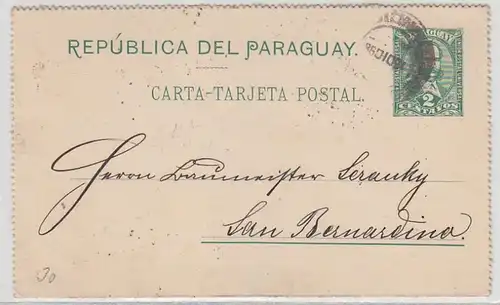 43823 seltene Ganzsachenkarte Paraguay San Bernardina 1898