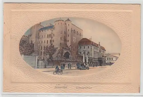 43801 geprägte Ak Düsseldorf Schauspielhaus 1914