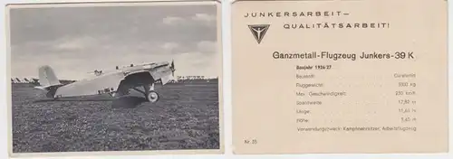 43800 Reklame Karte Junkers Flugzeugwerke Junkers 39 K