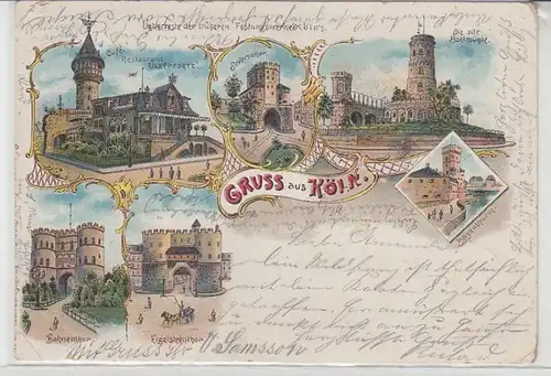 43767 Ak Lithographie Gruss aus Köln 1899