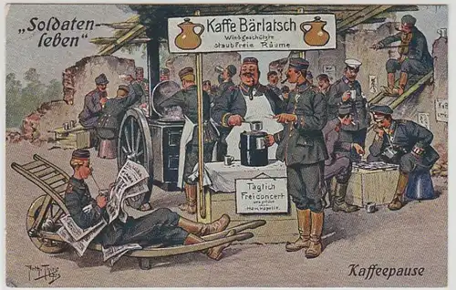 43751 Arthur Thiele Künstler Ak Kaffeepause 1916